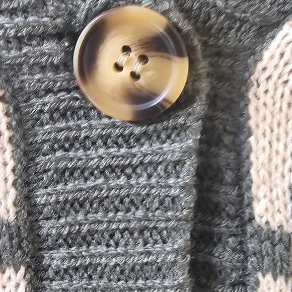 XXL Cropped Checkered Cardigan Y2K Revival Oversized Retro Aesthetic Cozy NWT - Picture 7 of 11